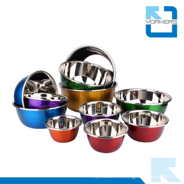 Colourful Stainless Steel Deep Salad Bowls & Mixing Bowls